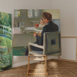Reproduction Mère et enfant à table Au petit-déjeuner - Carl Moll