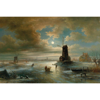 Reproduction Nuit d'hiver au clair de lune aux abords d'Amsterdam - Elias Pieter van Bommel