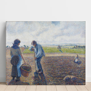 Reproduction Paysans dans les champs, Éragny - Camille Pissarro