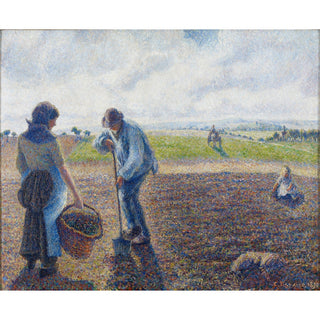 Reproduction Paysans dans les champs, Éragny - Camille Pissarro