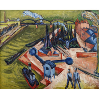 Reproduction Port occidental de Francfort-sur-le-Main - Ernst Ludwig Kirchner