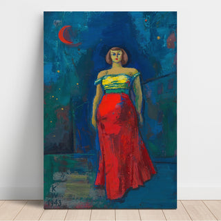 Reproduction Sans titre Femme en robe jaune et rouge - Karl Wiener
