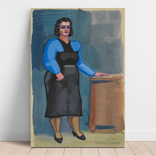 Reproduction Sans titre femme en chemisier bleu et robe noire - Karl Wiener