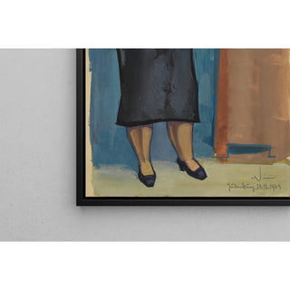 Reproduction Sans titre femme en chemisier bleu et robe noire - Karl Wiener