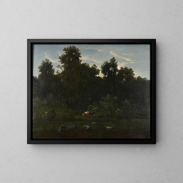 Escena pastoral - Régis François Gignoux — cuadro enmarcado en la pared