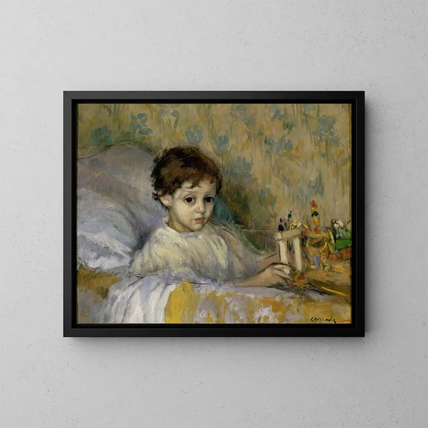 Niño enfermo - Ricard Canals i Llambí — cuadro enmarcado en la pared