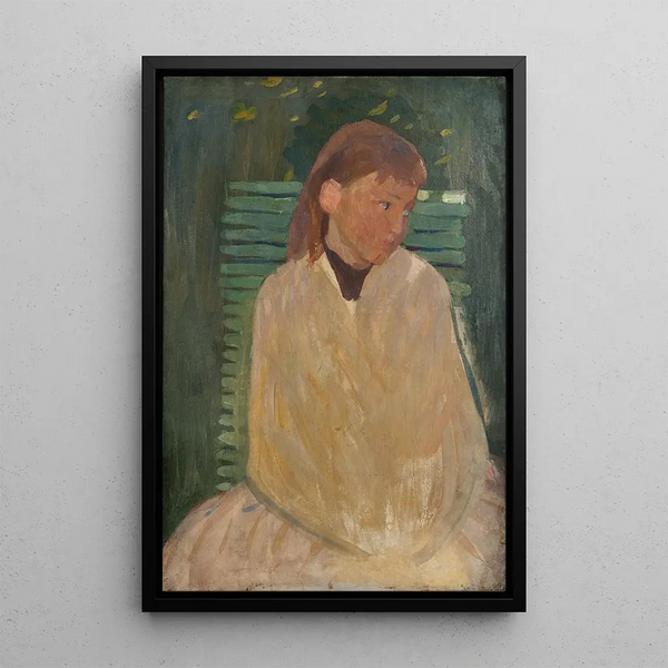 Niña en una silla de jardín - Richard Bergh — cuadro enmarcado en la pared