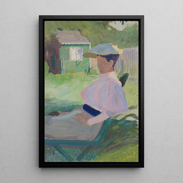 Mujer en una silla de jardín en Visby - Richard Bergh — cuadro enmarcado en la pared