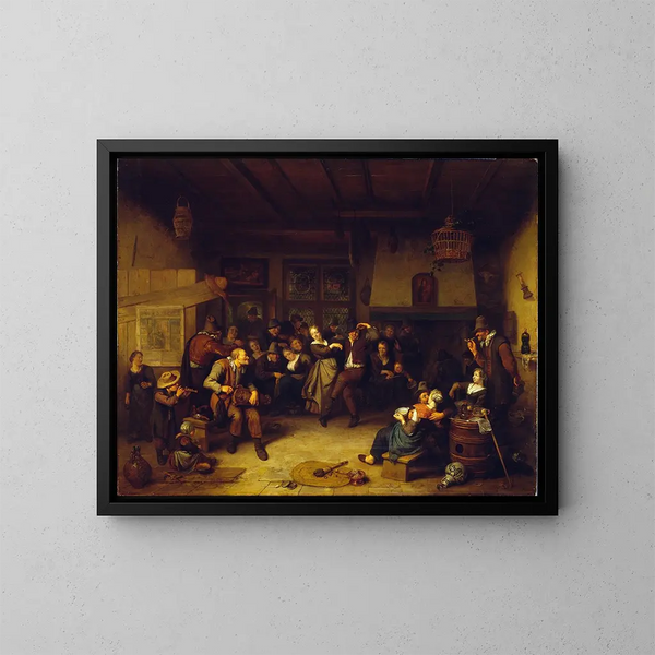 Danza en una cabaña - Richard Brakenburgh — cuadro enmarcado en la pared
