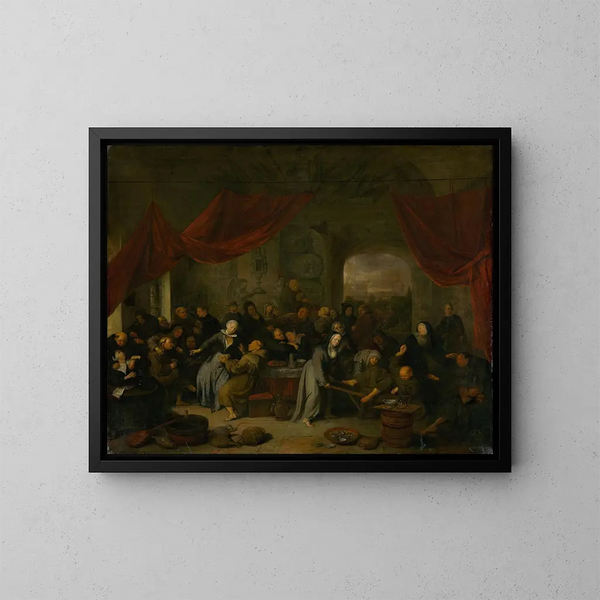 Diversión de los monjes en un claustro romano - Richard Brakenburgh — cuadro enmarcado en la pared