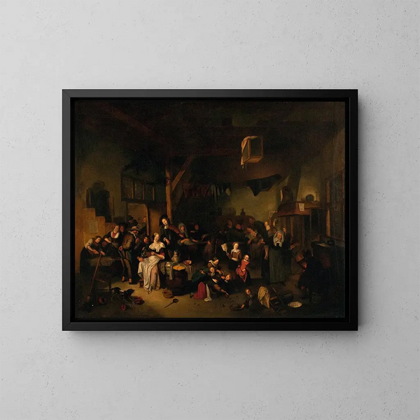 Escena de taberna - Richard Brakenburgh — cuadro enmarcado en la pared