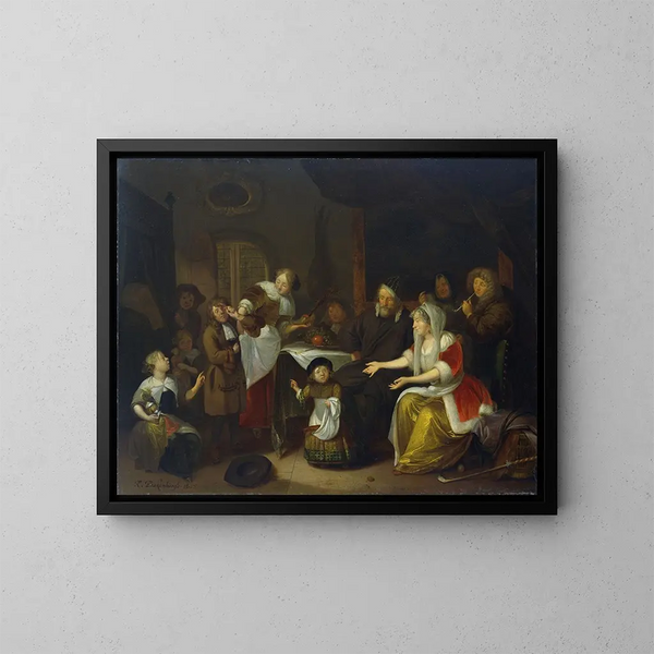 El festín de san Nicolás - Richard Brakenburgh — cuadro enmarcado en la pared