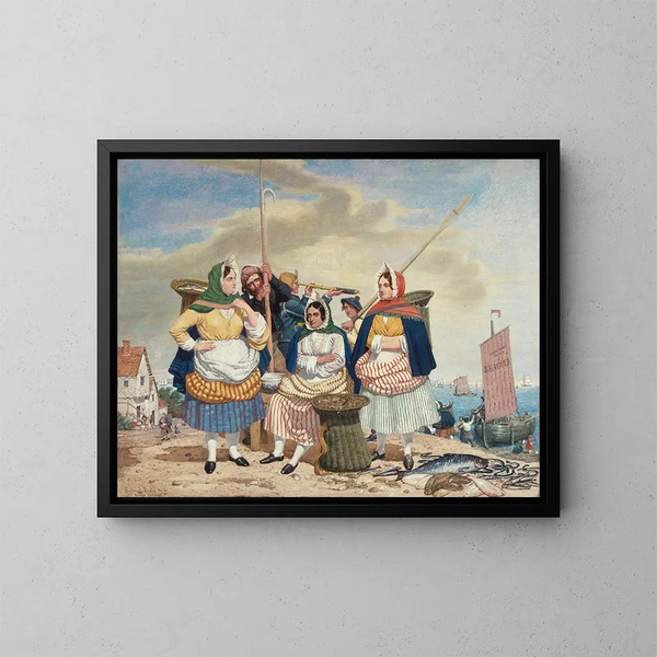 Fish Market by the Sea - Richard Dadd — framed artwork on a wall