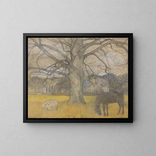 Richard Nicolas Roland Holst - Kale beuk op een weide met schapen en een paard.webp