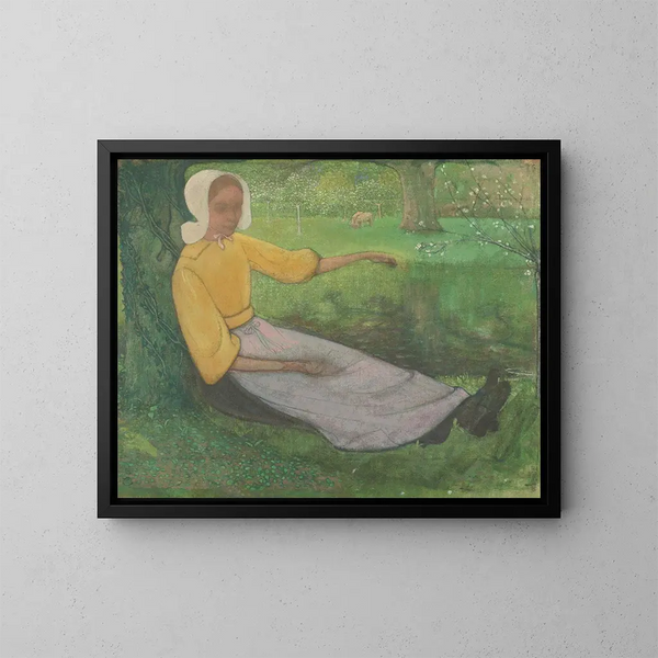 Mujer de Huizen sentada bajo un árbol - Richard Nicolas Roland Holst — cuadro enmarcado en la pared