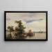 Péniches sur une rivière - Richard Parkes Bonington — framed artwork on a wall