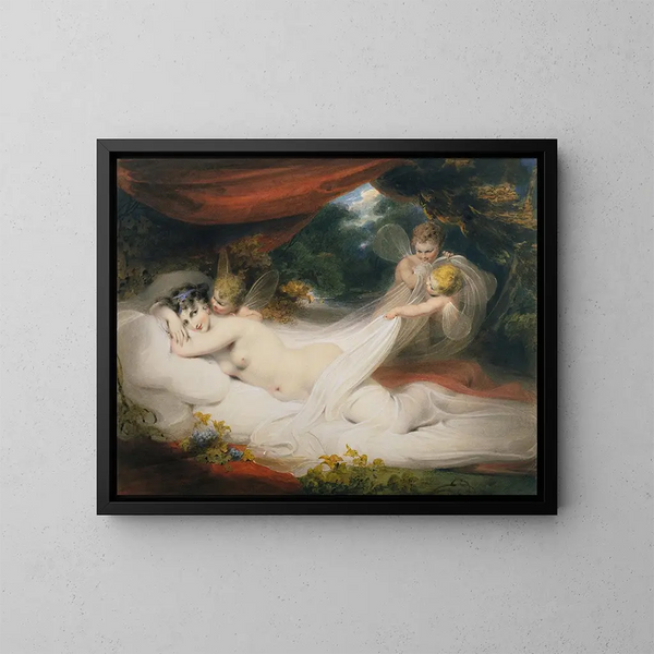 Nymphe y Cupidos - Richard Westall — cuadro enmarcado en la pared