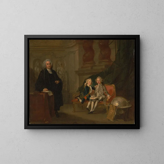 El príncipe George y el príncipe Edward Augustus, hijos de Federico, príncipe de Gales, con su preceptor, el Dr F - Richard Wilson — cuadro enmarcado en la pared