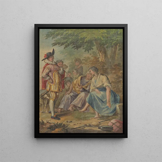 Rienk Keyert - Ontwerp voor een behangselschildering of schilderij met het Spaanse Heidin Preciosa en Don Juan.webp