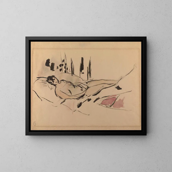 Nude reclining - Rik Wouters — framed artwork on a wall