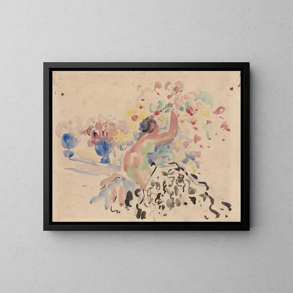 Nude and Flowers Painting - Rik Wouters — framed artwork on a wall
