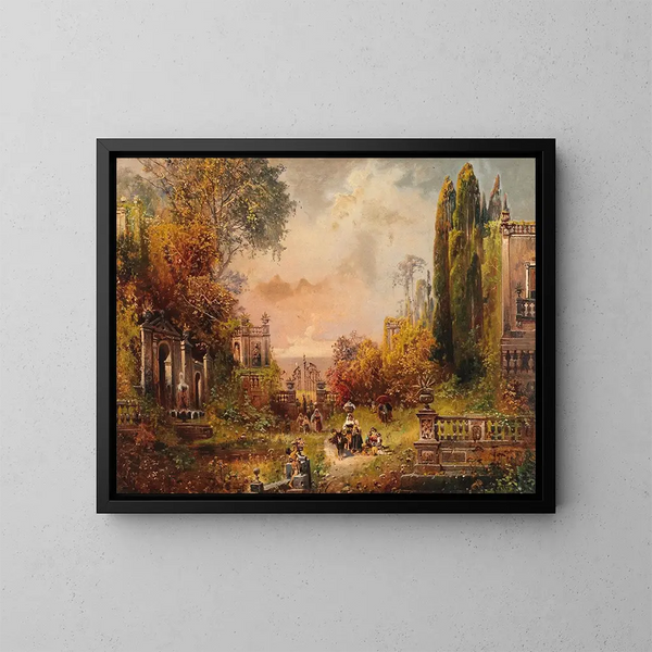 Un paisaje de parque del sur con figuras - Robert Alott — cuadro enmarcado en la pared
