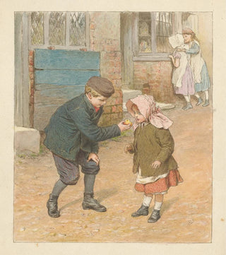 Robert Barnes - Boy Holding an Apple for a Girl with Two Girls Beyond.webp