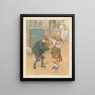 Robert Barnes - Boy Holding an Apple for a Girl with Two Girls Beyond.webp