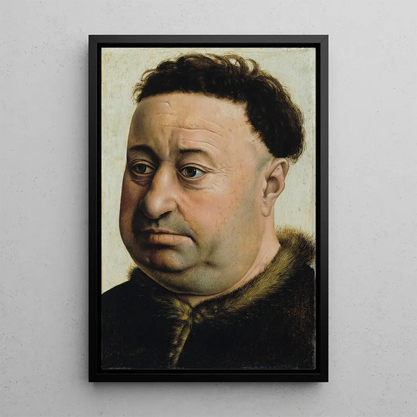 Retrato de un hombre corpulento - Robert Campin — cuadro enmarcado en la pared