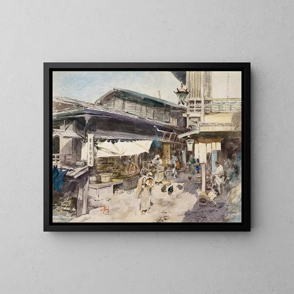 Escena callejera en Ikao, Japón - Robert Frederick Blum — cuadro enmarcado en la pared