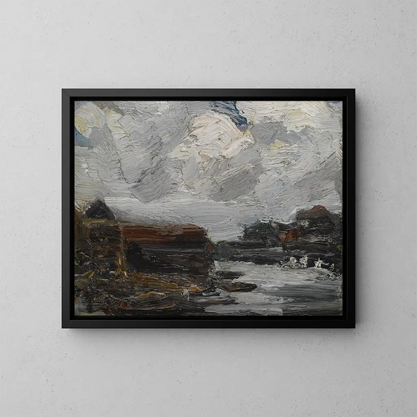 Canal en Haarlem, Países Bajos - Robert Henri — cuadro enmarcado en la pared
