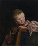 Cory Cori looking over the back of a chair - Robert Henri — artwork view