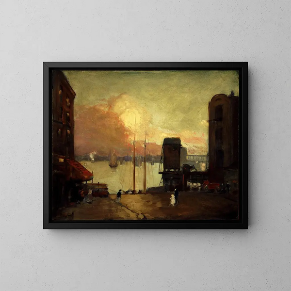 Clouds cumulus on the East River - Robert Henri — framed artwork on a wall