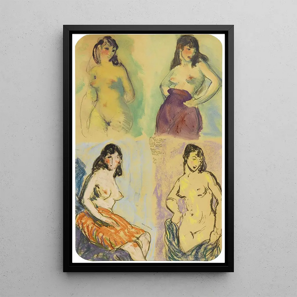 Four studies of a nude - Robert Henri — framed artwork on a wall