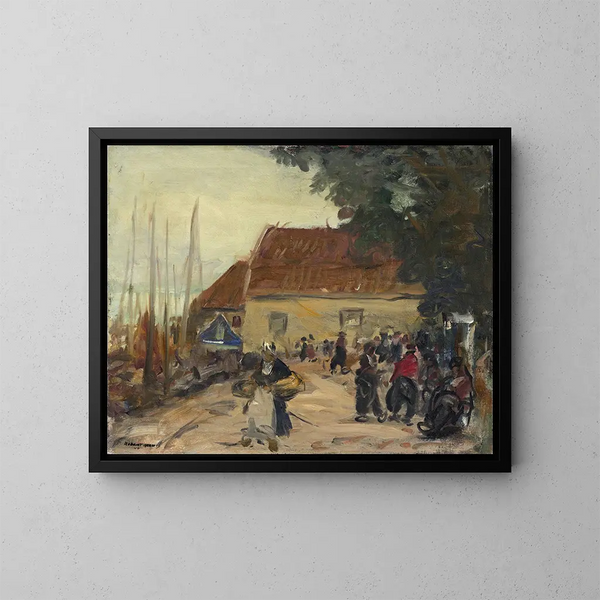 Escena callejera en Volendam - Robert Henri — cuadro enmarcado en la pared