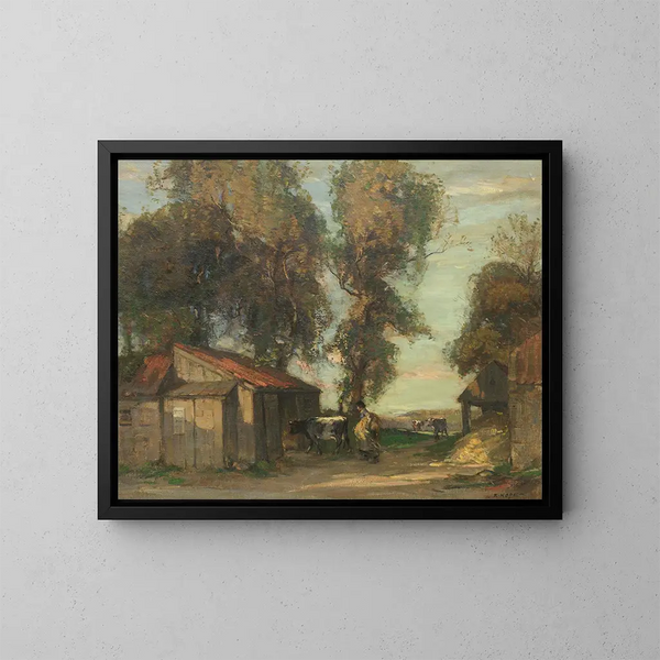 Una corte de granja - Robert Hope — cuadro enmarcado en la pared