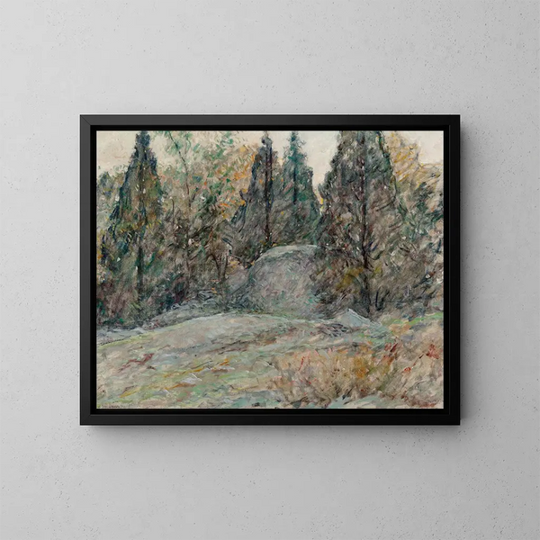 Cedros rojos y rocas - Robert Reid — cuadro enmarcado en la pared