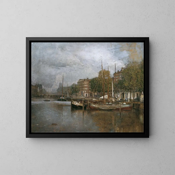Canal en Rotterdam - Robert Russ — cuadro enmarcado en la pared