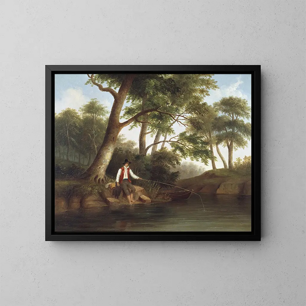 Hombre con pesca - Robert S. Duncanson — cuadro enmarcado en la pared