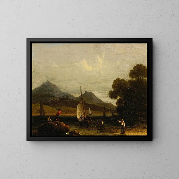 Pescadores en el trabajo - Robert Salmon — cuadro enmarcado en la pared