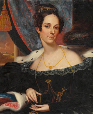 Robert Street - Portrait of a Woman holding a Locket Mrs O P Worthington.webp