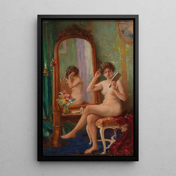 En el tocador - Robert Voelcker — cuadro enmarcado en la pared