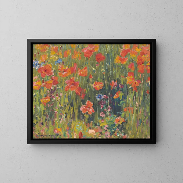 Coquelicots - Robert William Vonnoh — cuadro enmarcado en la pared