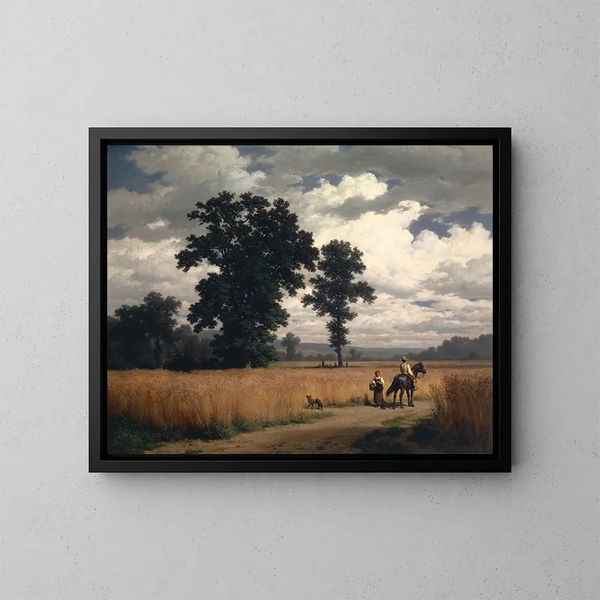 Recolección de grano - Robert Zünd — cuadro enmarcado en la pared
