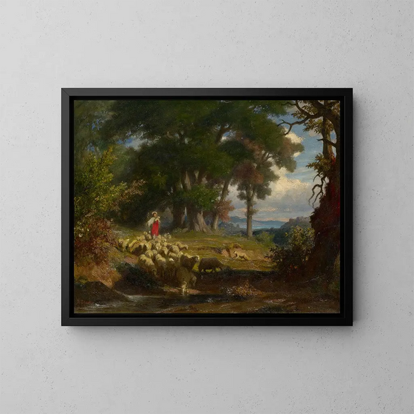 El Buen Pastor - Robert Zünd — cuadro enmarcado en la pared