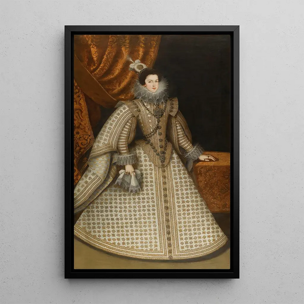 Retrato de Isabel de Borbón - Rodrigo de Villandrando — cuadro enmarcado en la pared
