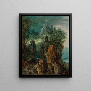 Roelant Savery - A mountainous river landscape with figures and goats a village beyond.webp