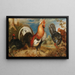 a rooster and a hen in a landscape - Roelant Savery — framed artwork on a wall