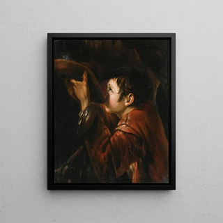 Roman School - A Boy Using His Hat To Drink Water From A Fountain.webp