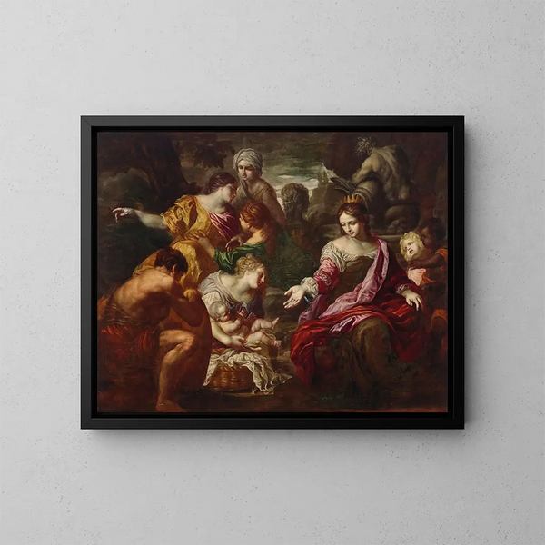 La descubrimiento de Moisés - Escuela de Roma — cuadro enmarcado en la pared